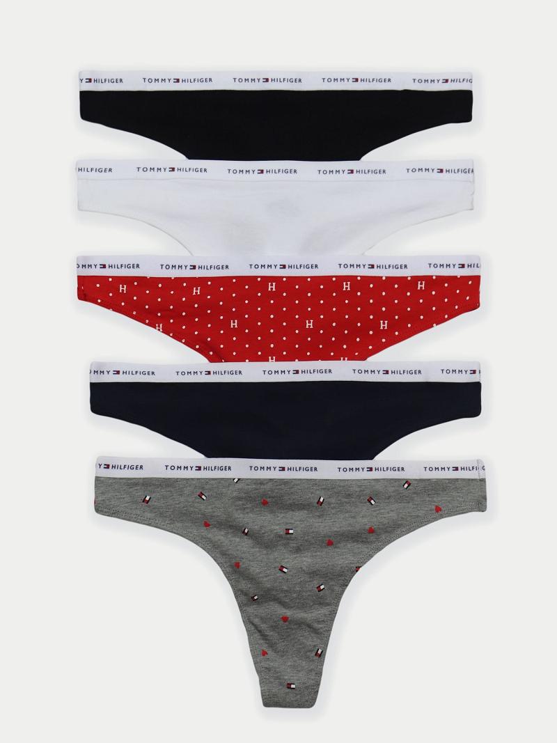 Thongs Tommy Hilfiger Logo Mix 5PK Femme Bleu Marine Grise | FR_W21568