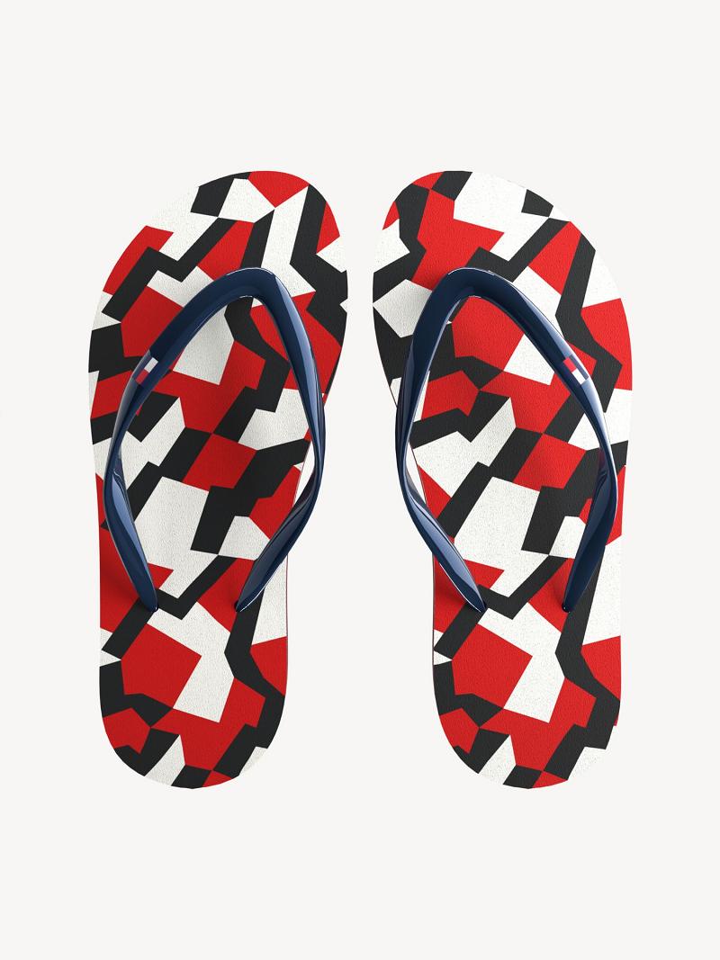 Tong Tommy Hilfiger Jigsaw Print Enfant Rouge | FR_B2228