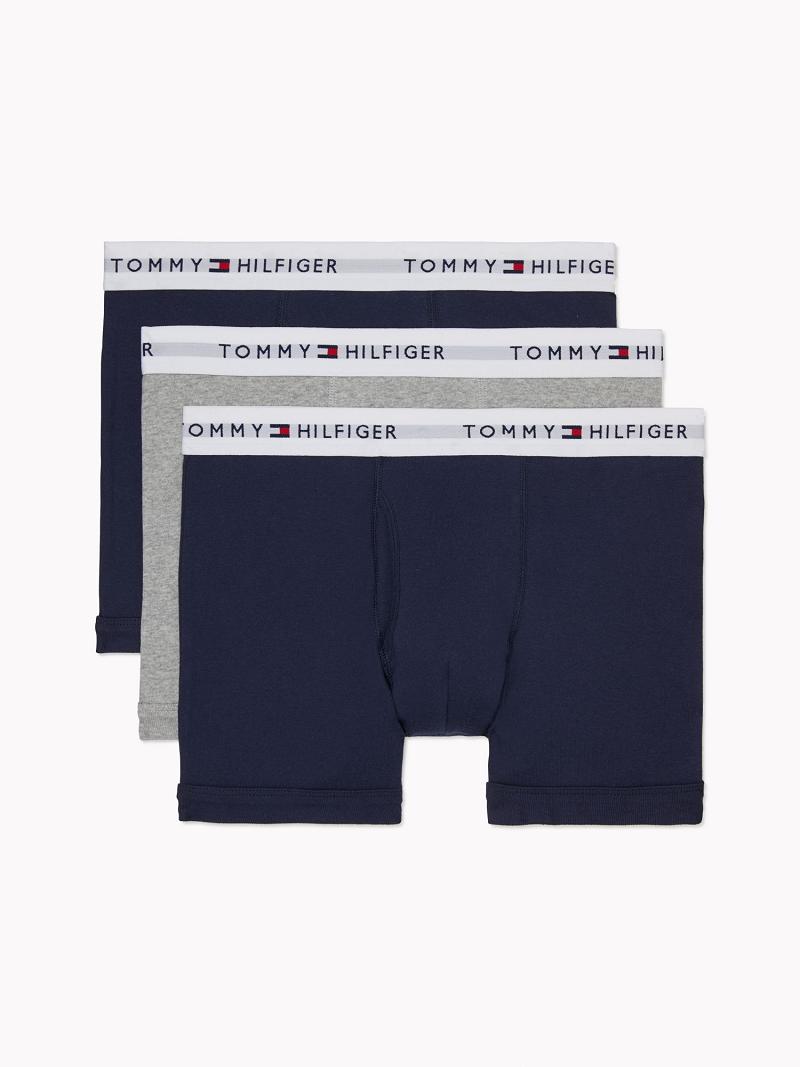 Trunks Tommy Hilfiger Coton classics trunk 3pk Homme Bleu Marine Grise | FR_M31492