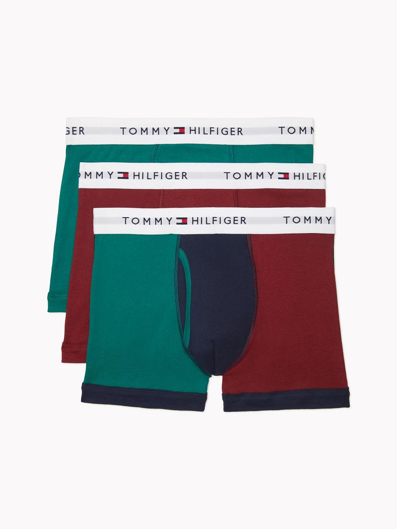 Trunks Tommy Hilfiger Coton classics trunk 3pk Homme Vert Bleu Marine Rouge | FR_M31498