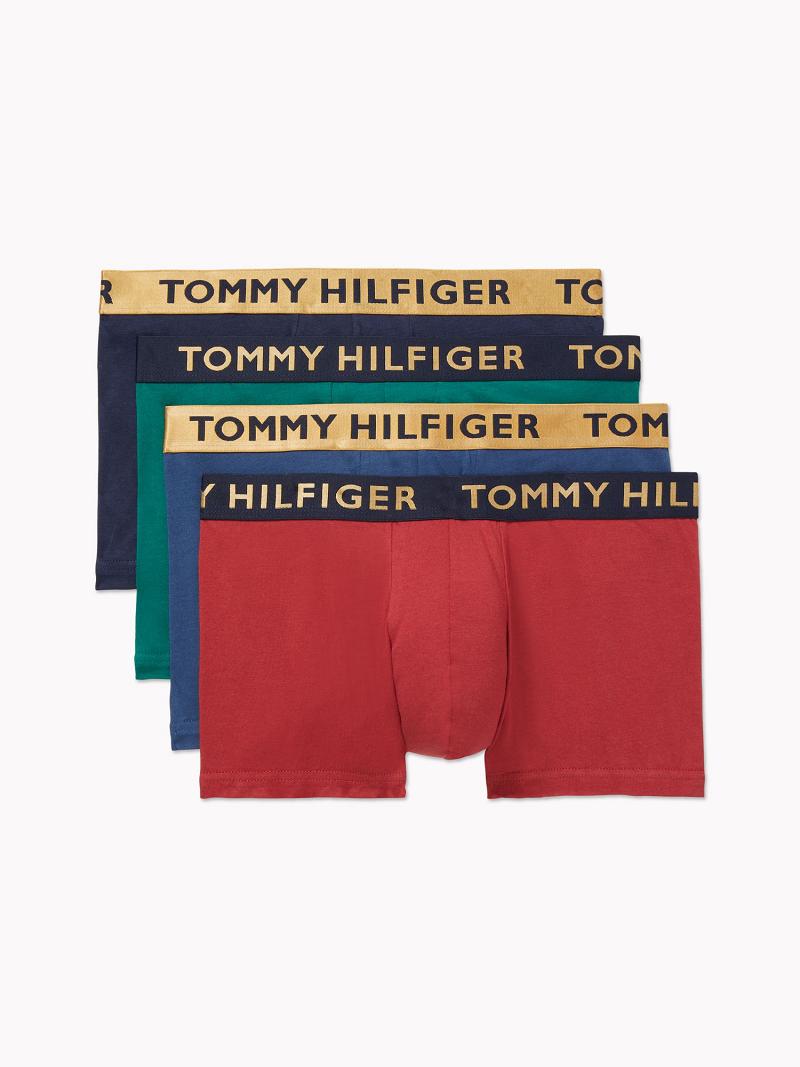 Trunks Tommy Hilfiger Coton stretch trunk 4pk Homme Rouge | FR_M31511