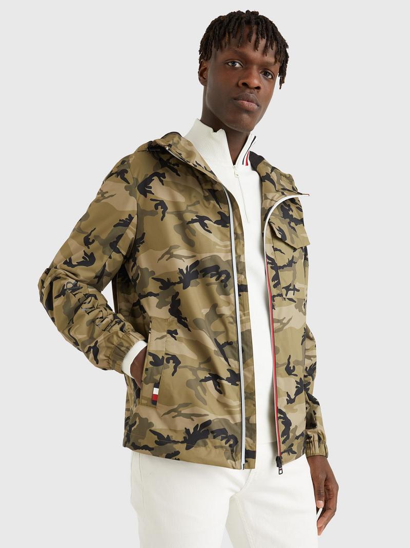 Vestes Tommy Hilfiger Camo hooded Homme Vert Camouflage | FR_M31394