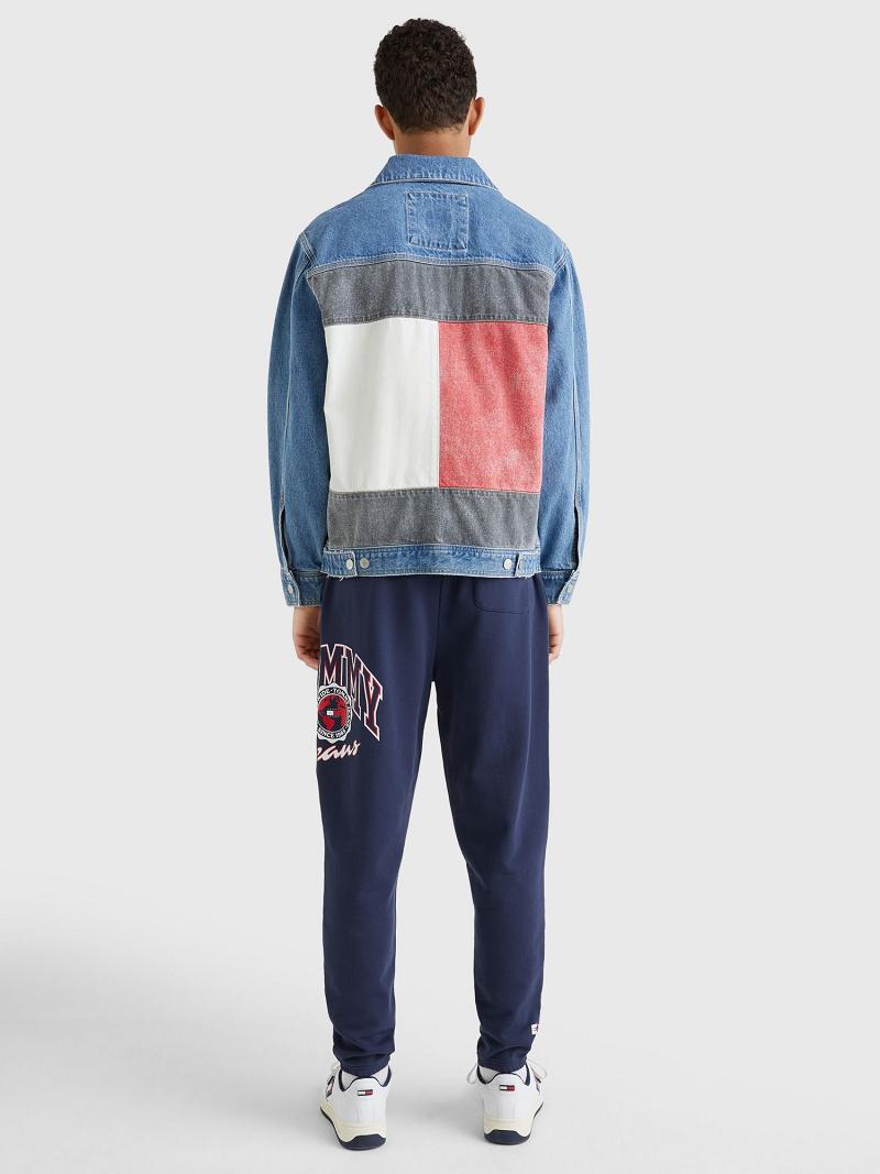 Vestes Tommy Hilfiger Classiche flag oversized trucker Homme Bleu | FR_M31395