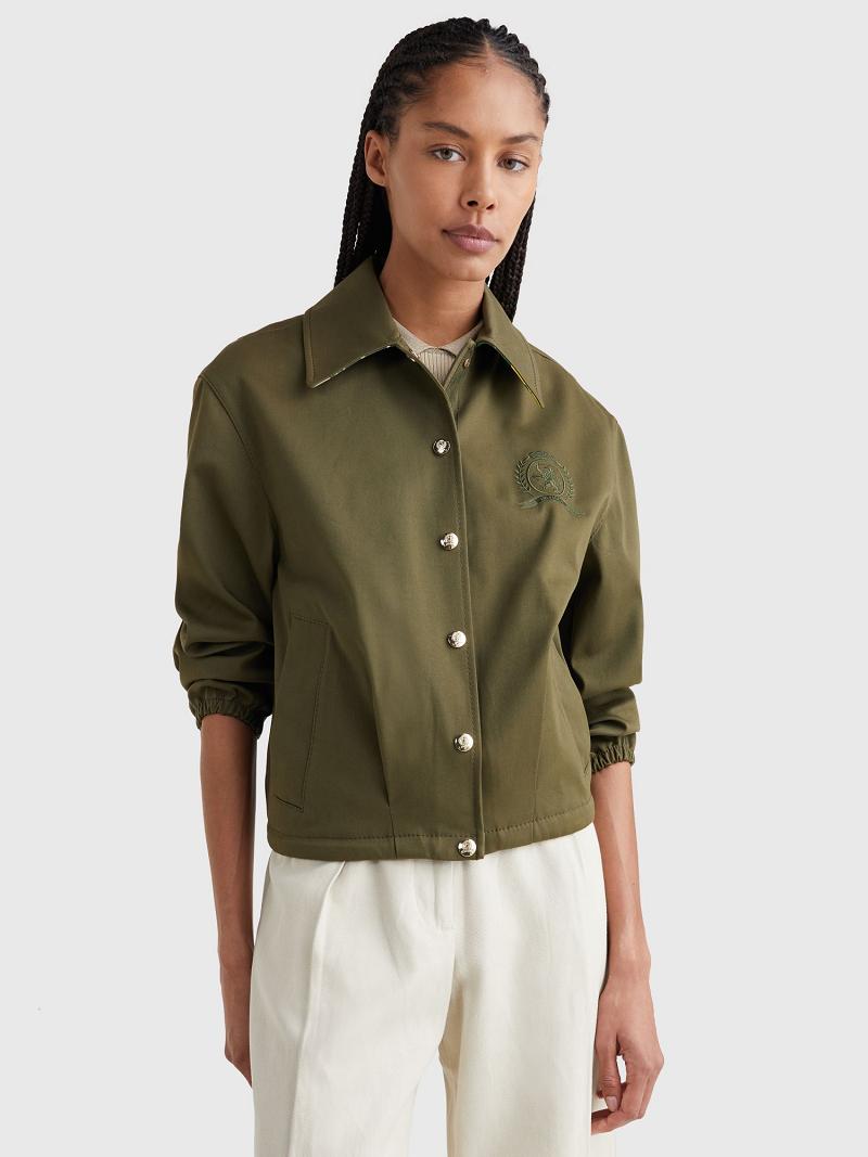 Vestes Tommy Hilfiger Coach Femme Vert | FR_W21170