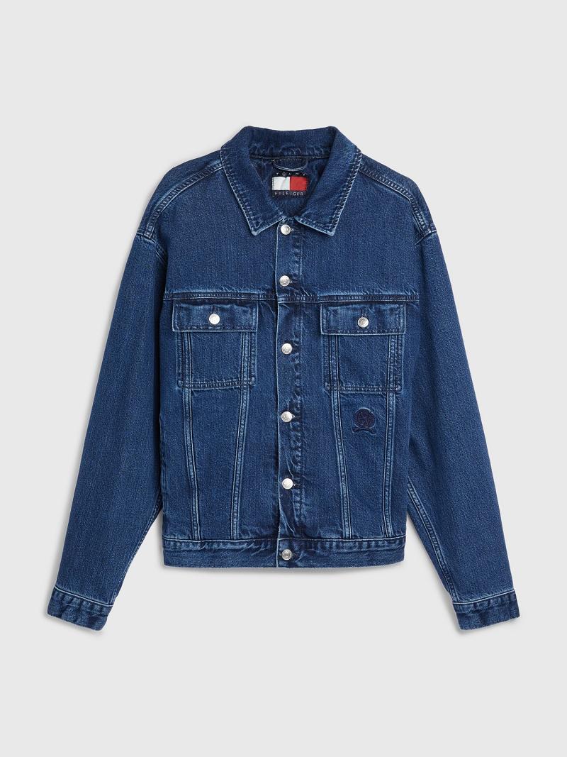 Vestes Tommy Hilfiger Embroidered crest denim Homme Bleu | FR_M31397