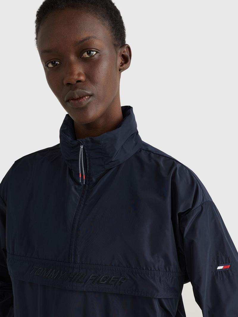 Vestes Tommy Hilfiger Half-Zip Anorak Femme Bleu | FR_W21178