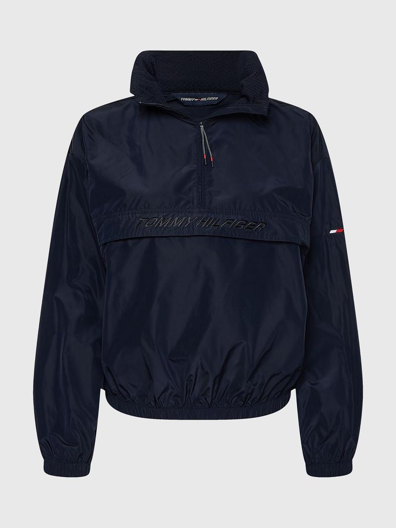 Vestes Tommy Hilfiger Half-Zip Anorak Femme Bleu | FR_W21178