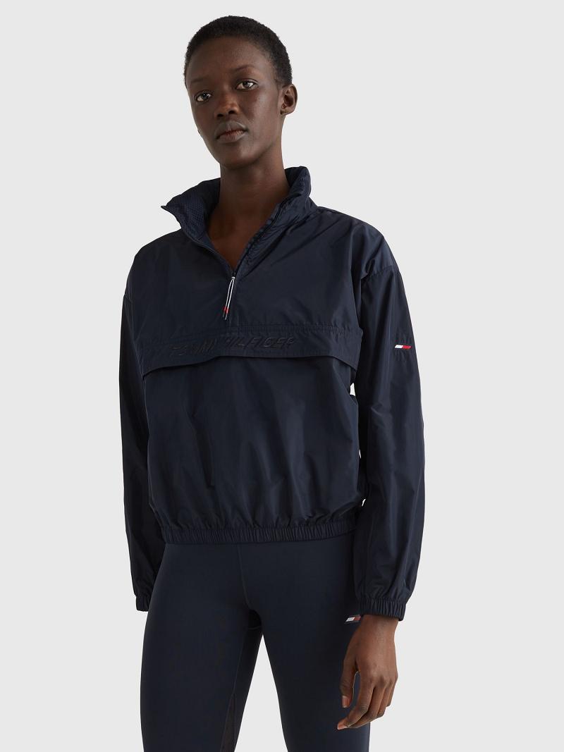 Vestes Tommy Hilfiger Half-Zip Anorak Femme Bleu | FR_W21178