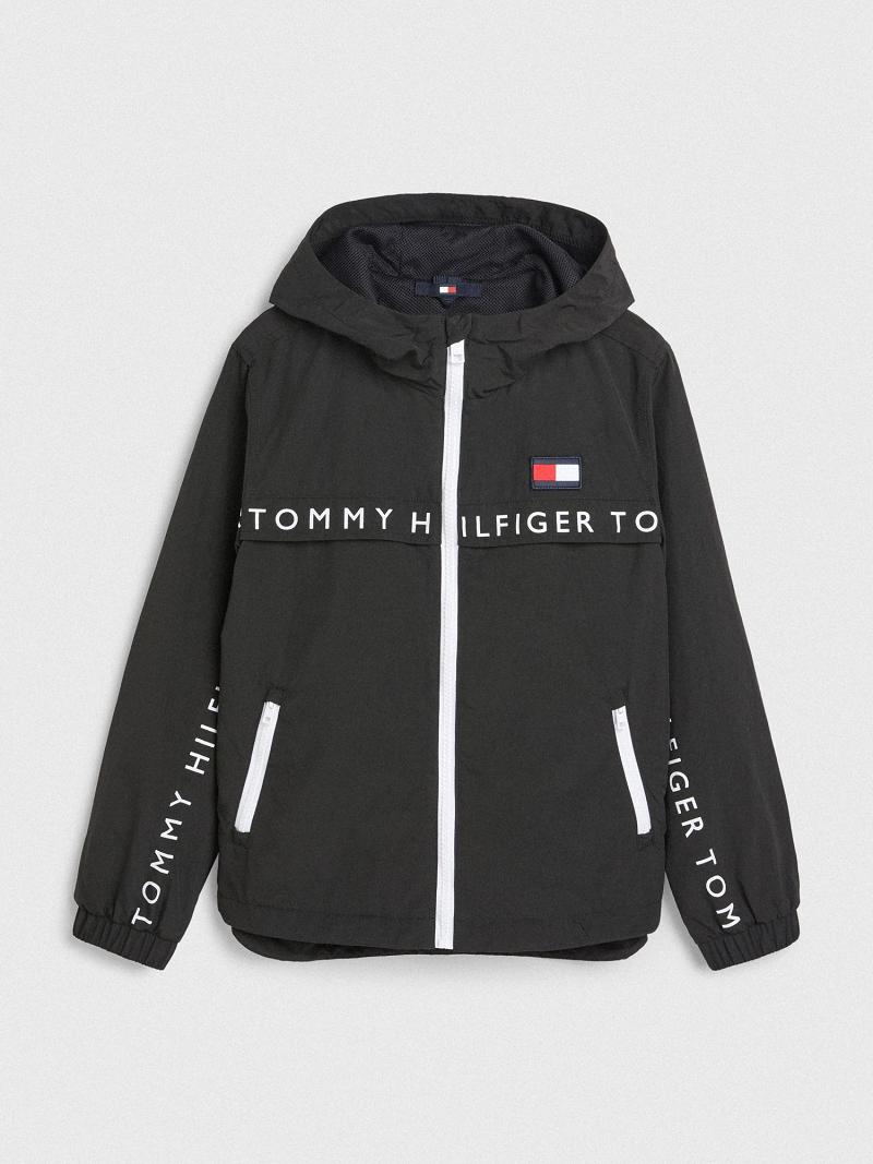 Vestes Tommy Hilfiger Logo Windbreaker Enfant Noir | FR_B2041