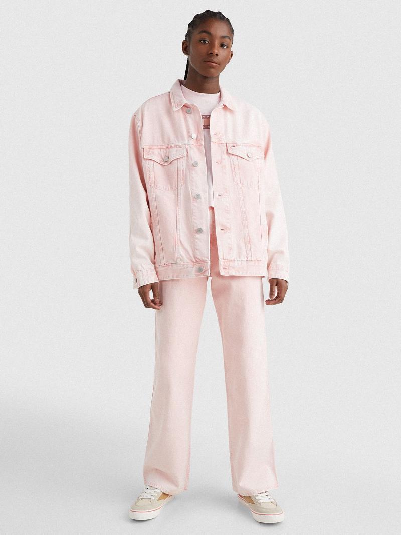 Vestes Tommy Hilfiger Oversized Denim Trucker Femme Rose | FR_W21181