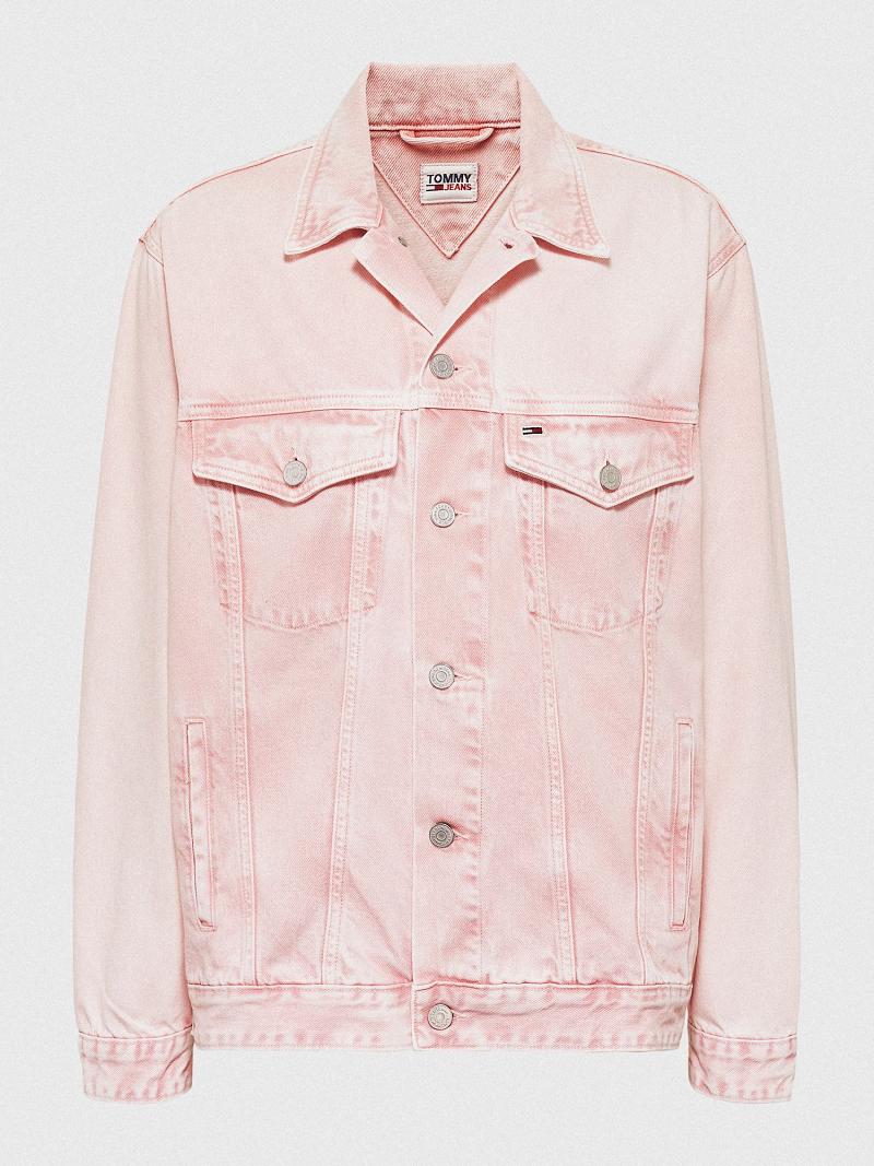 Vestes Tommy Hilfiger Oversized Denim Trucker Femme Rose | FR_W21181