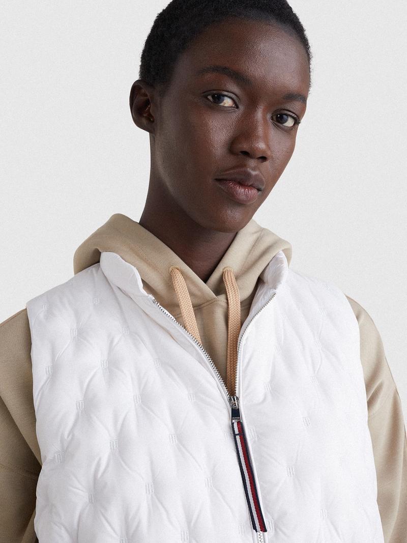 Vestes Tommy Hilfiger Quilted Down Vest Femme Blanche | FR_W21182