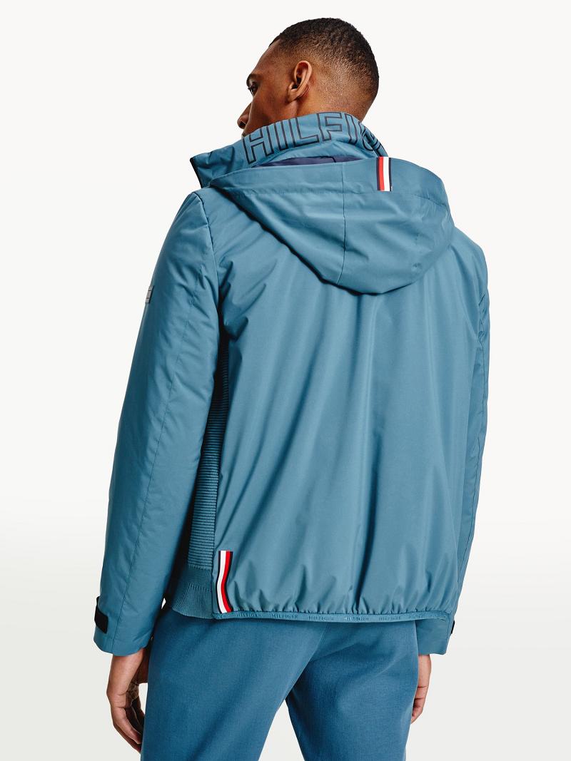 Vestes Tommy Hilfiger Recycled hooded Homme Turquoise | FR_M31414