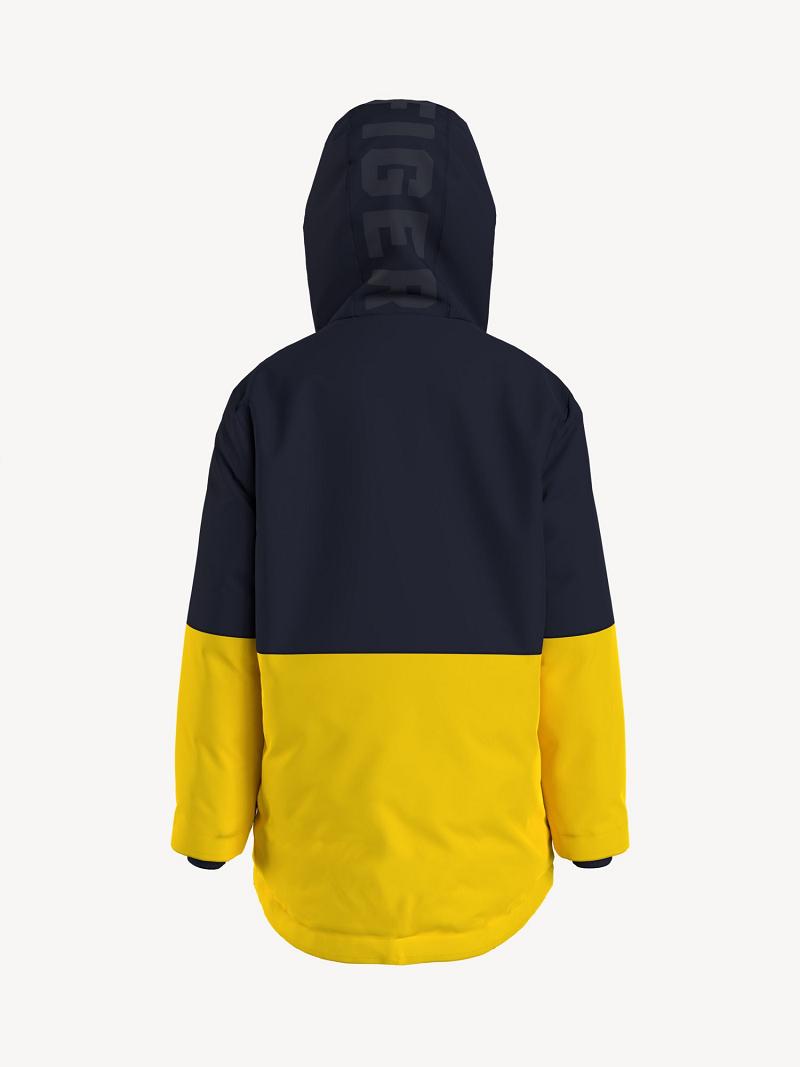 Vestes Tommy Hilfiger Sherpa-Doublée Encapuchonné Parka Enfant Noir Jaune | FR_B2044