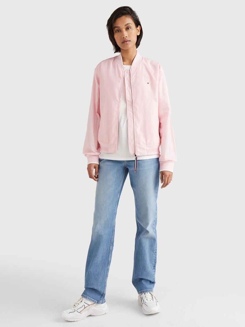 Vestes Tommy Hilfiger Solid Bomber Femme Rose | FR_W21184