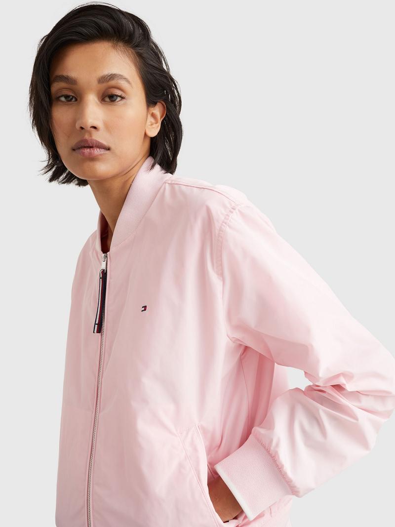 Vestes Tommy Hilfiger Solid Bomber Femme Rose | FR_W21184