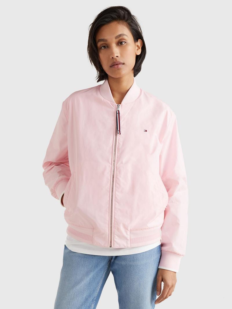 Vestes Tommy Hilfiger Solid Bomber Femme Rose | FR_W21184