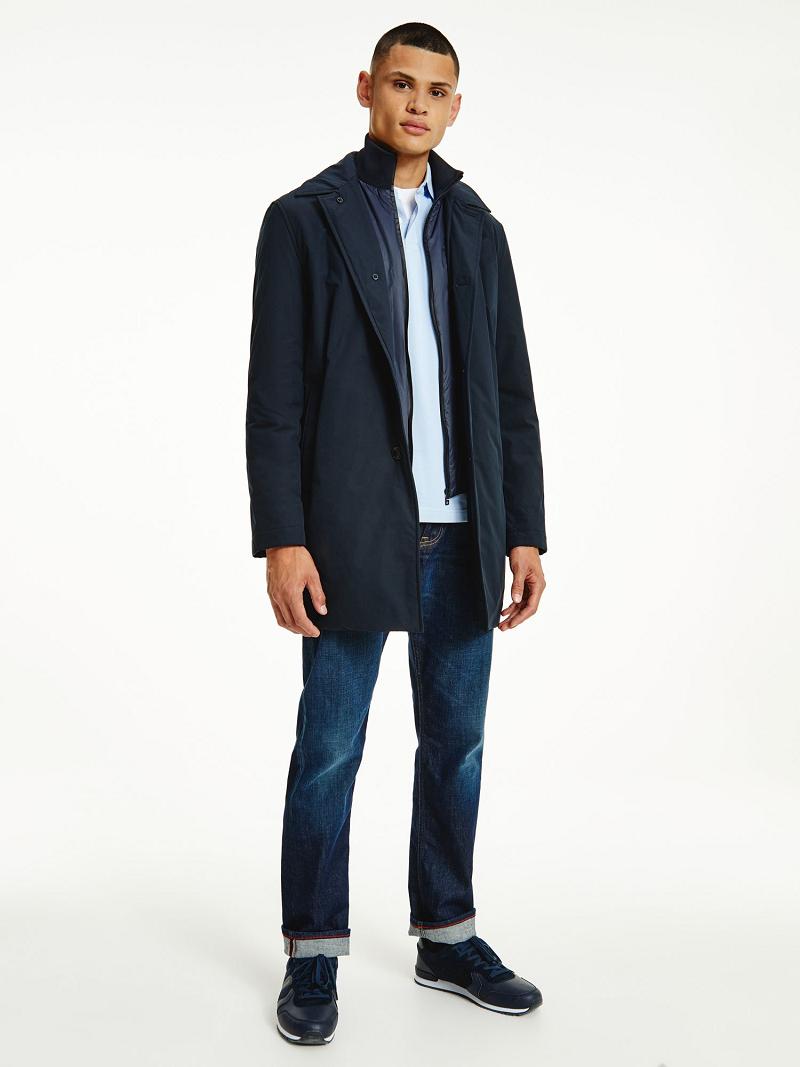 Vestes Tommy Hilfiger Solid car coat Homme Bleu Marine | FR_M31422