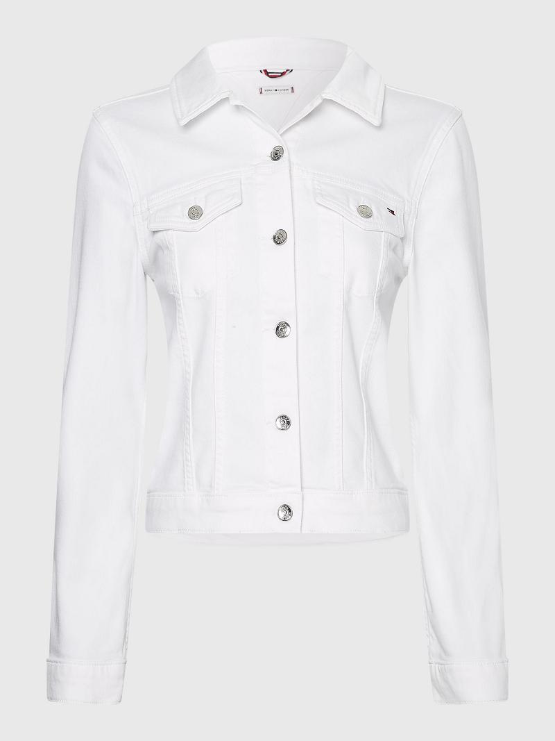 Vestes Tommy Hilfiger White Trucker Femme Blanche | FR_W21186