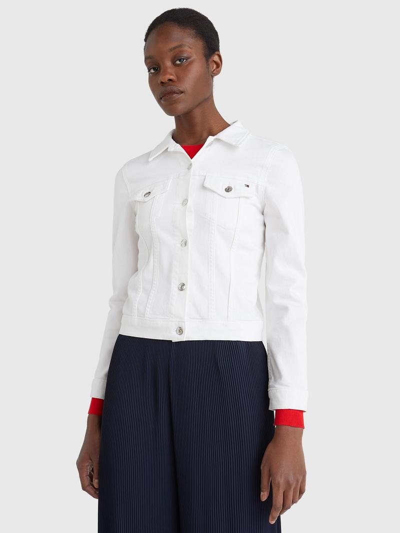 Vestes Tommy Hilfiger White Trucker Femme Blanche | FR_W21186