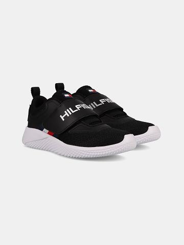 Baskets Tommy Hilfiger Brides Runner Enfant Noir | FR_B2244