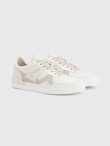 Baskets Tommy Hilfiger Cuir court Homme Blanche Beige | FR_M31621