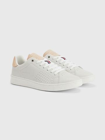 Baskets Tommy Hilfiger Perforated leather Homme Blanche | FR_M31626