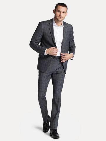 Blazer Tommy Hilfiger Regular fits windowpane check wool Homme Grise | FR_M31486