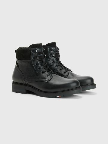 Bottes Tommy Hilfiger Sherpa-lined leather Homme Noir | FR_M31689