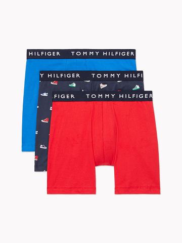 Boxer Briefs Tommy Hilfiger Coton stretch boxer brief 3pk Homme Rouge Bleu Multicolore | FR_M31592