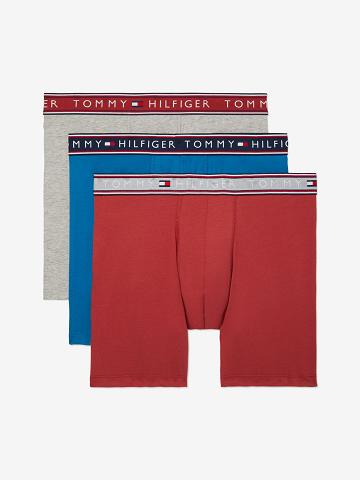 Boxer Briefs Tommy Hilfiger Coton stretch boxer brief 3pk Homme Rouge Bleu Grise | FR_M31595