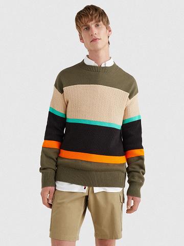 Chandails Tommy Hilfiger Colorblock Crewneck Homme Vert Multicolore | FR_M31153