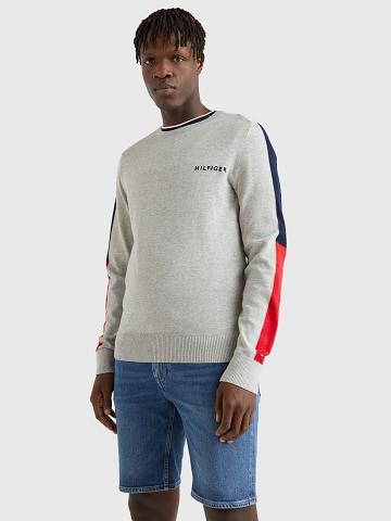 Chandails Tommy Hilfiger Colorblock sleeve Homme Grise | FR_M31154