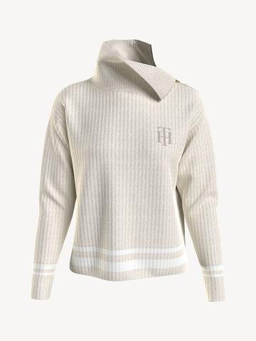 Chandails Tommy Hilfiger Essential Side-Zip Turtleneck Femme Blanche | FR_W21349