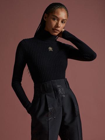 Chandails Tommy Hilfiger Wool Crest Turtleneck Femme Noir | FR_W21373