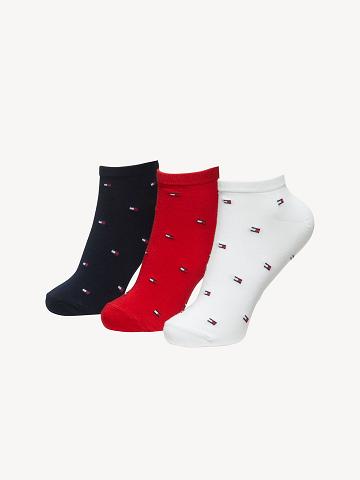 Chaussettes Tommy Hilfiger Ankle 3PK Femme Rouge | FR_W21653