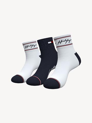 Chaussettes Tommy Hilfiger Ankle 3PK Homme Blanche Multicolore | FR_M31739