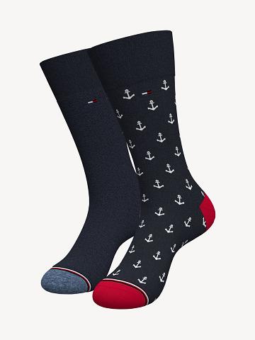 Chaussettes Tommy Hilfiger Trouser 2PK Homme Bleu Marine Multicolore | FR_M31752