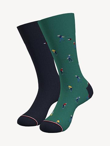 Chaussettes Tommy Hilfiger Trouser 2PK Homme Vert Multicolore | FR_M31753