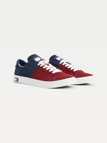 Chaussures Casual Tommy Hilfiger Colorblock suede Homme Rouge Bleu | FR_M31656