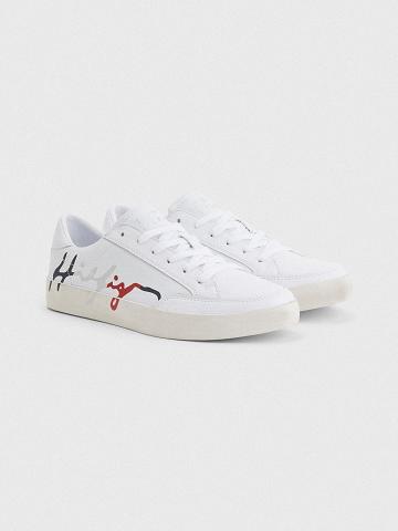 Chaussures Casual Tommy Hilfiger Cuir Signature Femme Blanche | FR_W21591