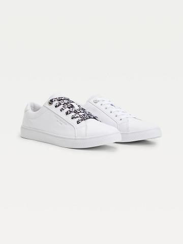 Chaussures Casual Tommy Hilfiger Cuir With Leopard Print Laces Femme Blanche | FR_W21589