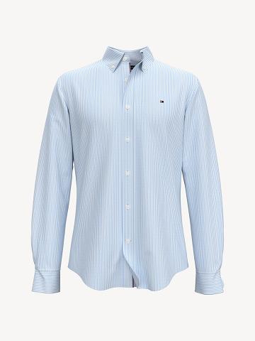 Chemises Tommy Hilfiger Custom fit essential stretch stripe oxford Homme Bleu | FR_M31249