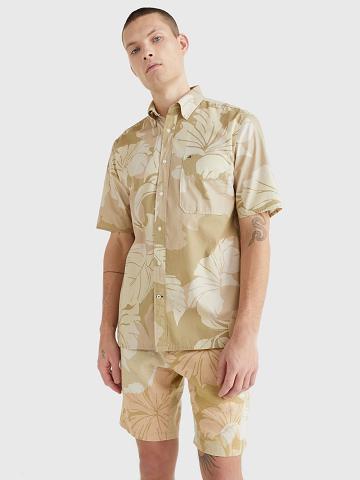 Chemises Tommy Hilfiger Décontractées fit floral camo Homme Beige Multicolore | FR_M31233