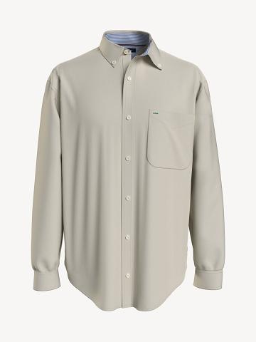 Chemises Tommy Hilfiger Essential solid twill overshirt Homme Beige | FR_M31257