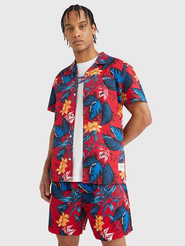 Chemises Tommy Hilfiger Floral print camp Homme Rouge Multicolore | FR_M31258