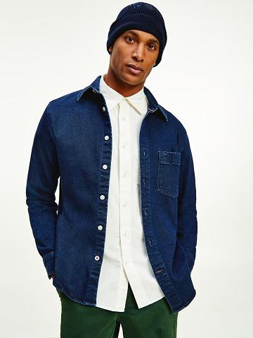 Chemises Tommy Hilfiger Indigo denim overshirt Homme Bleu Marine | FR_M31260