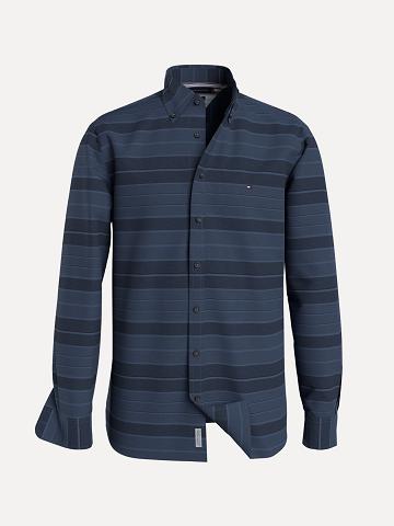 Chemises Tommy Hilfiger Regular fit chambray stripe Homme Bleu Marine | FR_M31268