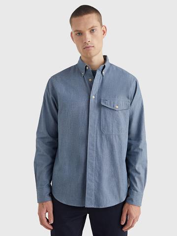 Chemises Tommy Hilfiger Relaxed fit denim overshirt Homme Bleu Marine | FR_M31276