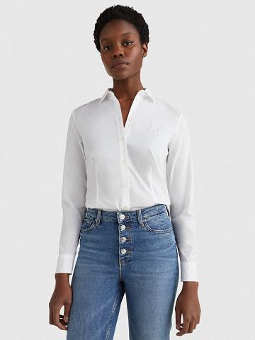 Chemises Tommy Hilfiger Slim Fit Stretch Coton Femme Blanche | FR_W21292